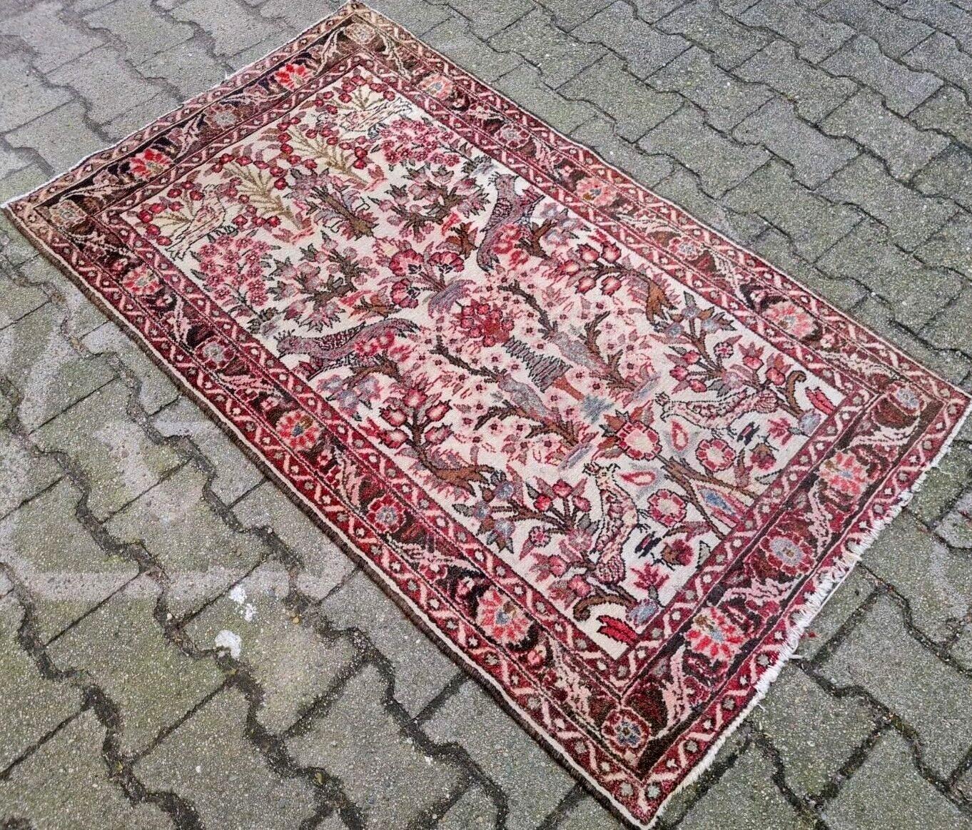 Handgefertigte Vintage persischen Hamadan Teppich 2,8 'x 4,6' 1950er Jahre - 2K45 im Angebot 1