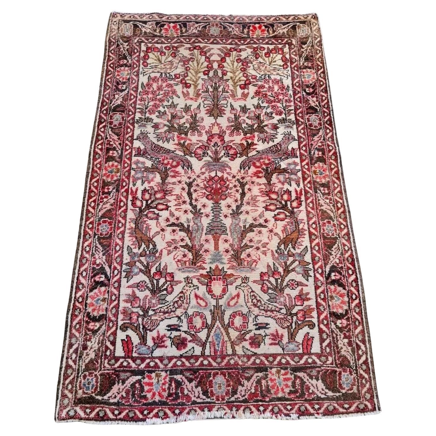 Handgefertigte Vintage persischen Hamadan Teppich 2,8 'x 4,6' 1950er Jahre - 2K45 im Angebot