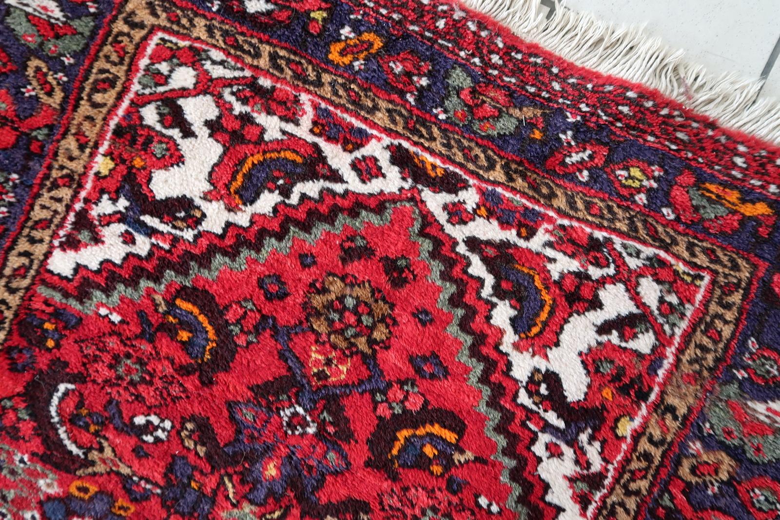 Annodato a mano Tappeto persiano Hamadan vintage fatto a mano 3,3' x 4,6' anni '70 - 1С1170 in vendita