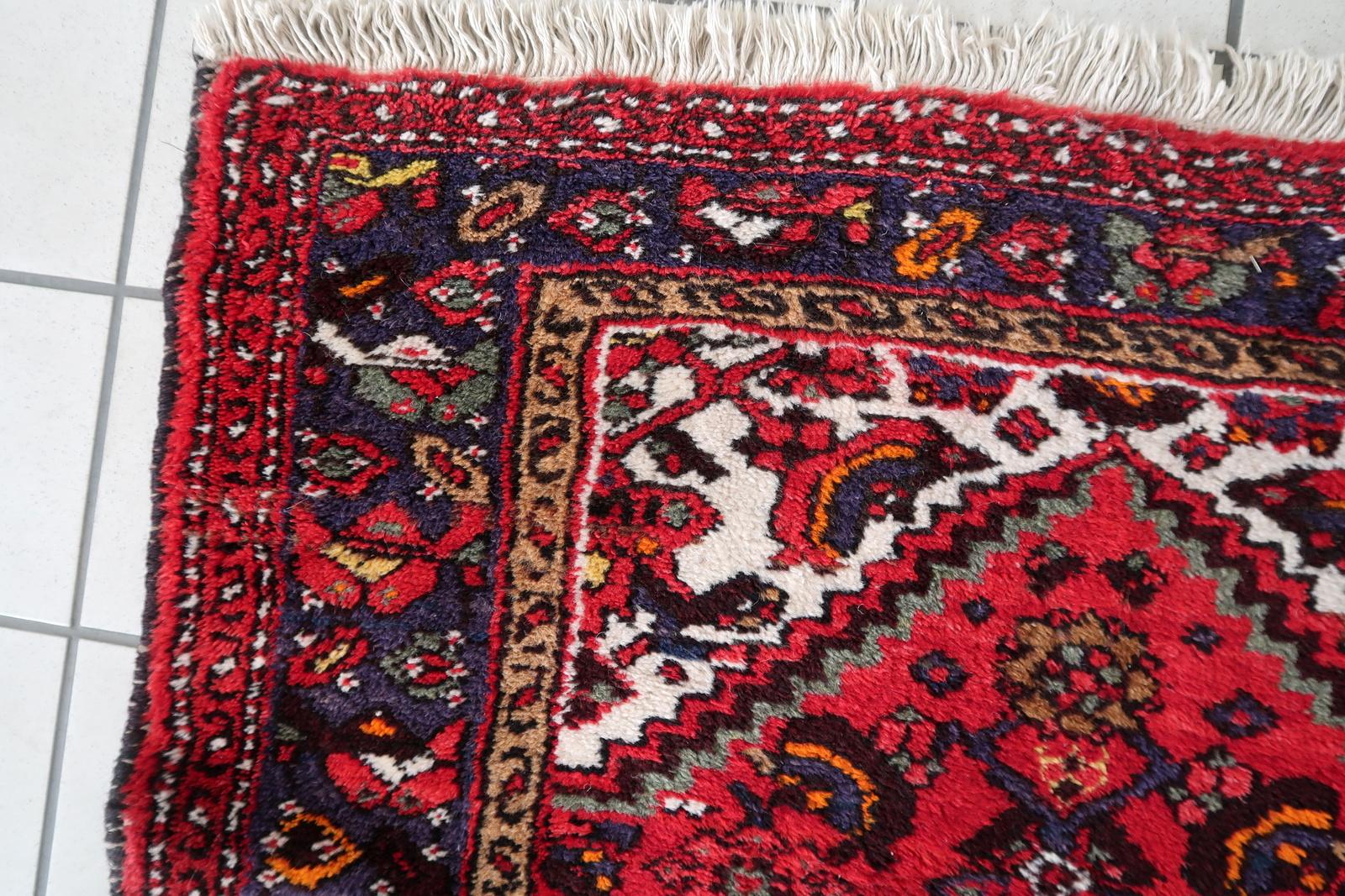 Tappeto persiano Hamadan vintage fatto a mano 3,3' x 4,6' anni '70 - 1С1170 In condizioni buone in vendita a Bordeaux, FR