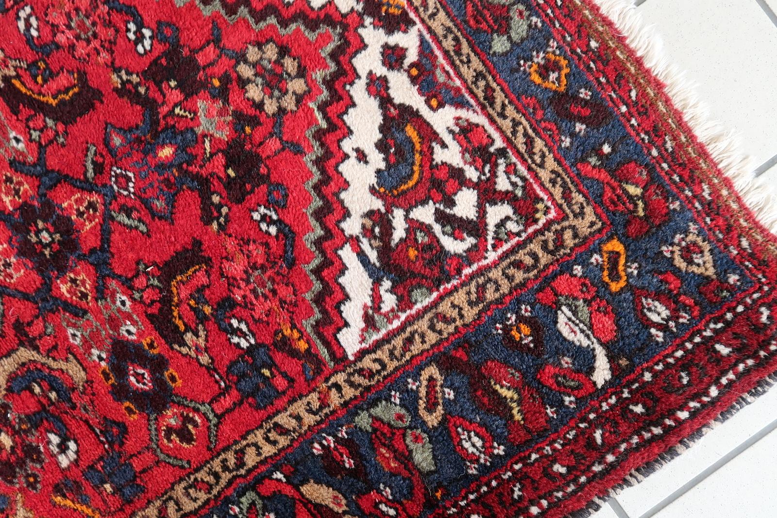 Tappeto persiano Hamadan vintage fatto a mano 3,3' x 4,6' anni '70 - 1С1170 in vendita 1