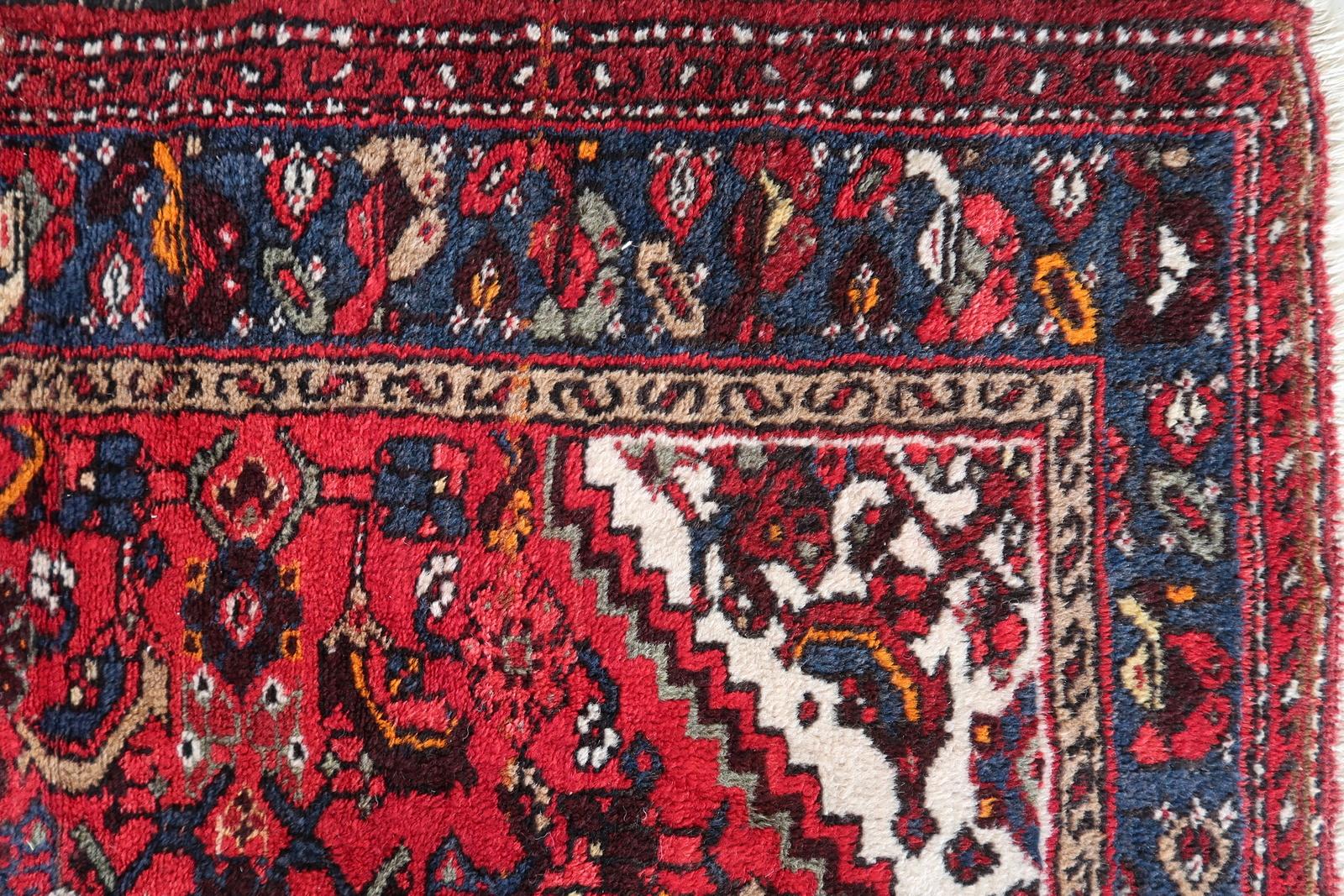 Tappeto persiano Hamadan vintage fatto a mano 3,3' x 4,6' anni '70 - 1С1170 in vendita 2