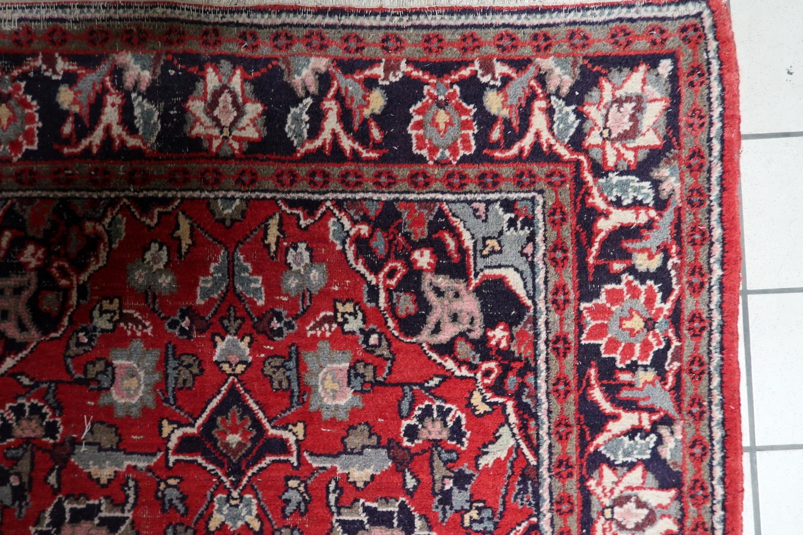 Handgefertigte Vintage persischen Hamadan Teppich 4,3 'x 6,4', 1950er Jahre - 1C1188 (Handgeknüpft) im Angebot