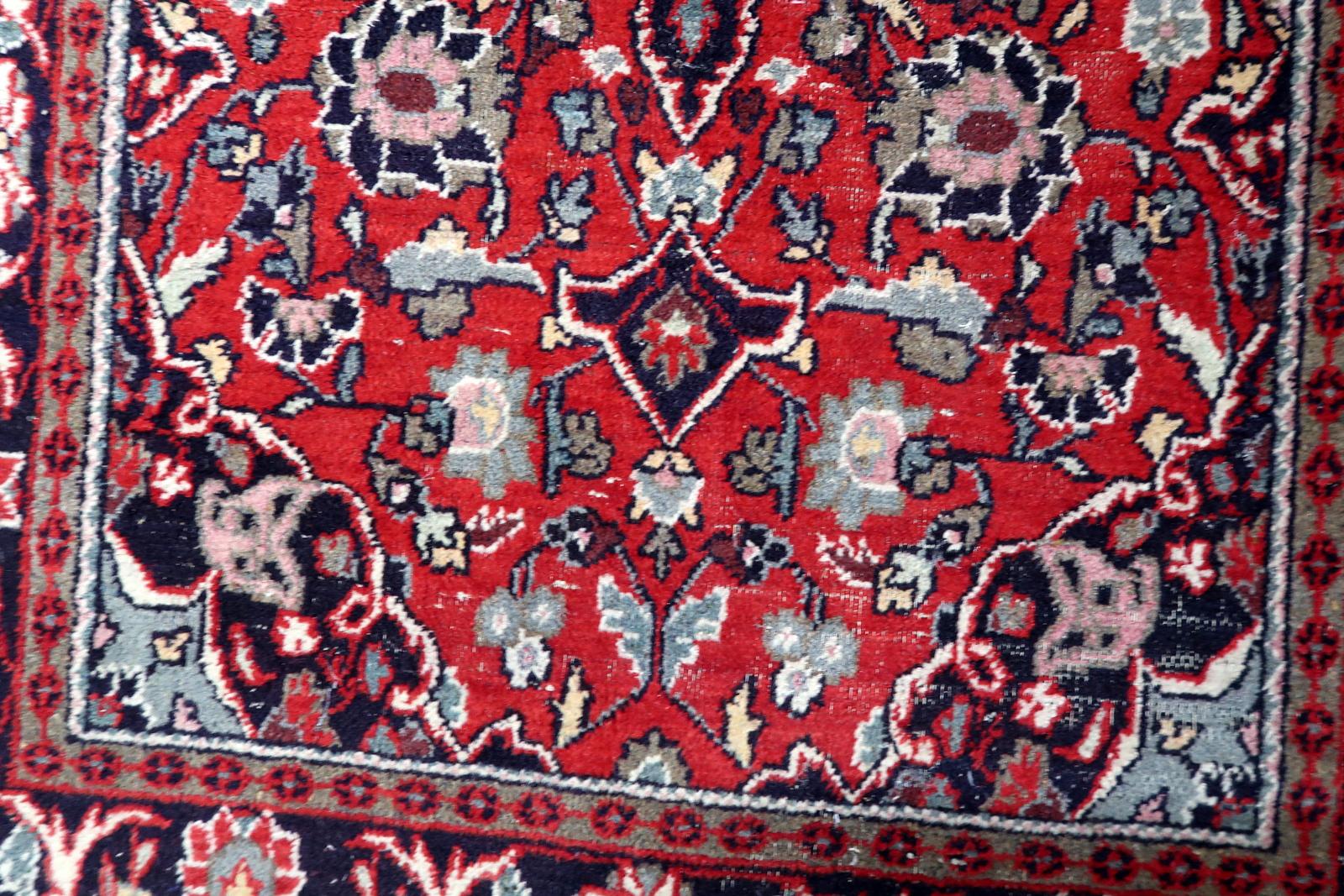 Handgefertigte Vintage persischen Hamadan Teppich 4,3 'x 6,4', 1950er Jahre - 1C1188 (Mitte des 20. Jahrhunderts) im Angebot
