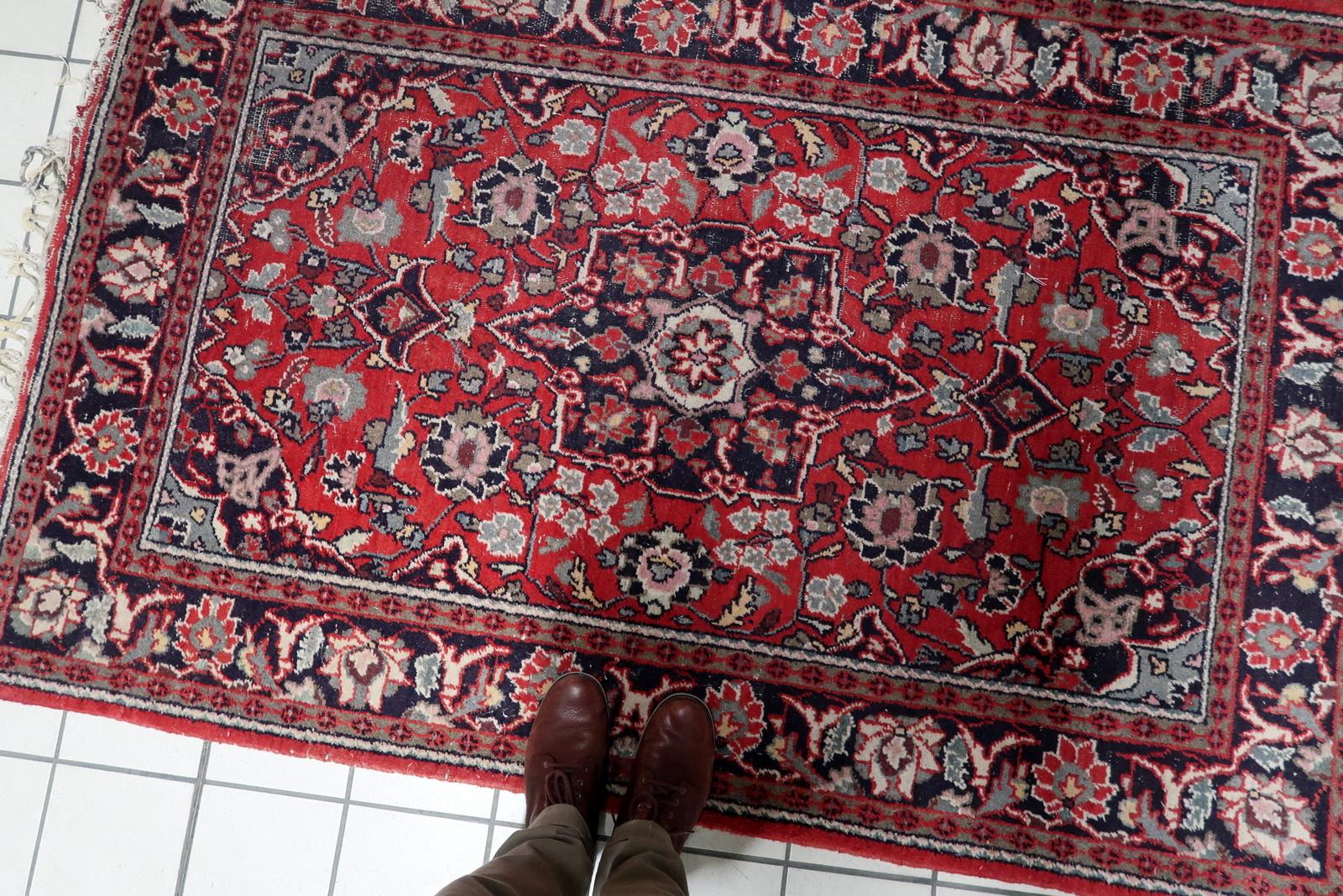 Handgefertigte Vintage persischen Hamadan Teppich 4,3 'x 6,4', 1950er Jahre - 1C1188 im Angebot 1