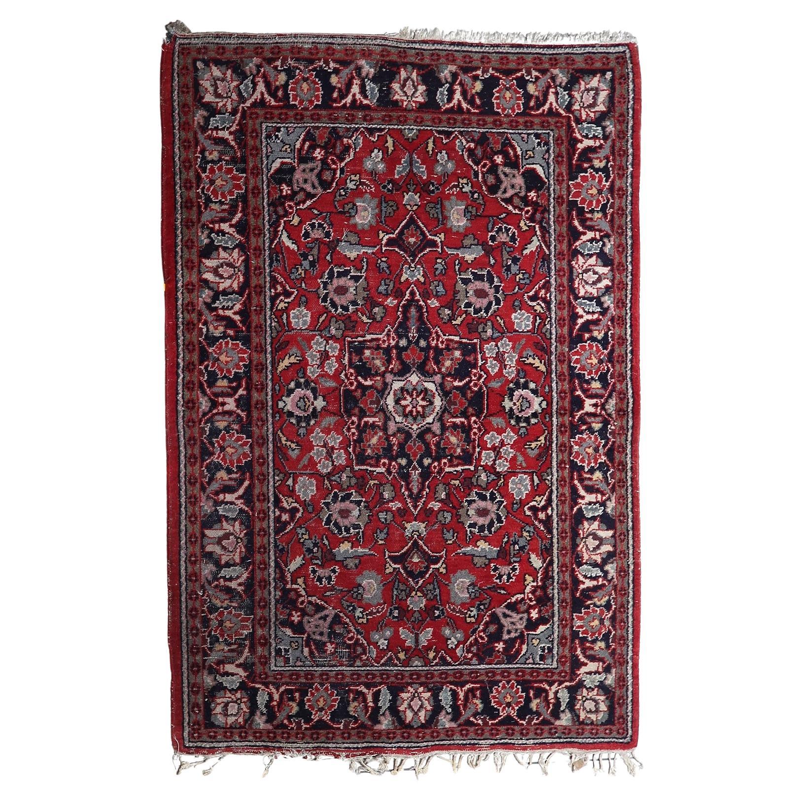 Handgefertigte Vintage persischen Hamadan Teppich 4,3 'x 6,4', 1950er Jahre - 1C1188