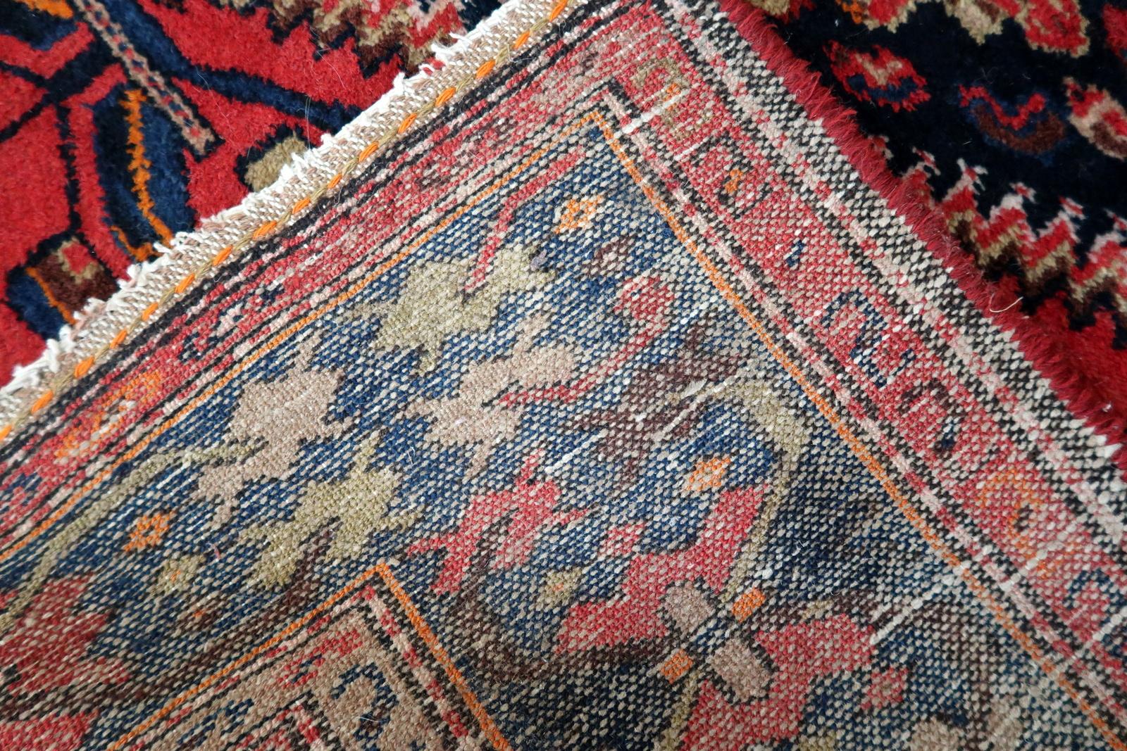 Handgefertigter persischer Hamadan-Teppich im Vintage-Stil 4.4' x 6.3', 1960er Jahre, 1C1092 im Angebot 4