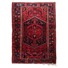 Handgefertigter persischer Hamadan-Teppich im Vintage-Stil 4.4' x 6.3', 1960er Jahre, 1C1092