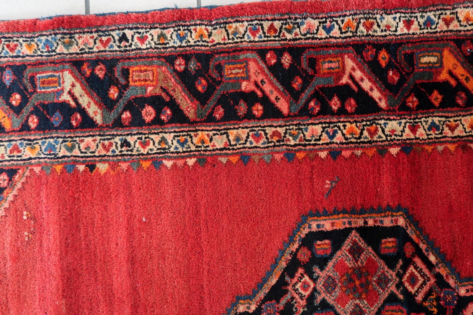 Handgefertigter Vintage Persischer Hamadan Teppich 4,5' x 6,9', 1960er Jahre - 1C1180 im Angebot 3