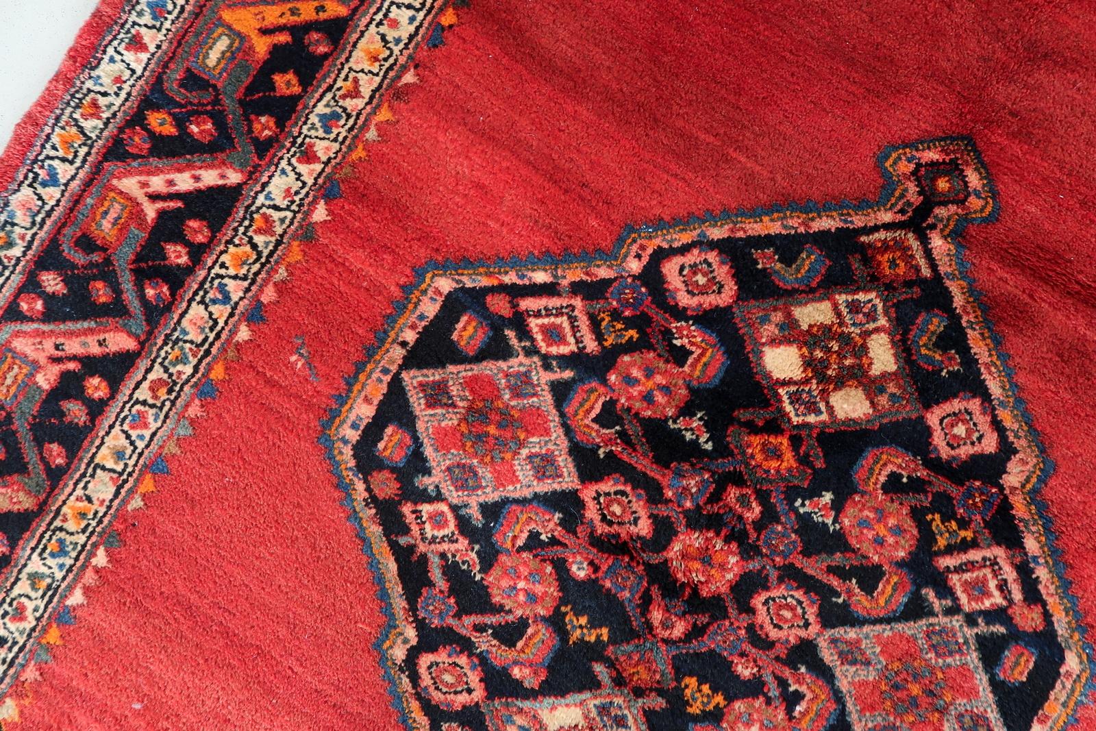 Handgefertigter Vintage Persischer Hamadan Teppich 4,5' x 6,9', 1960er Jahre - 1C1180 im Angebot 4