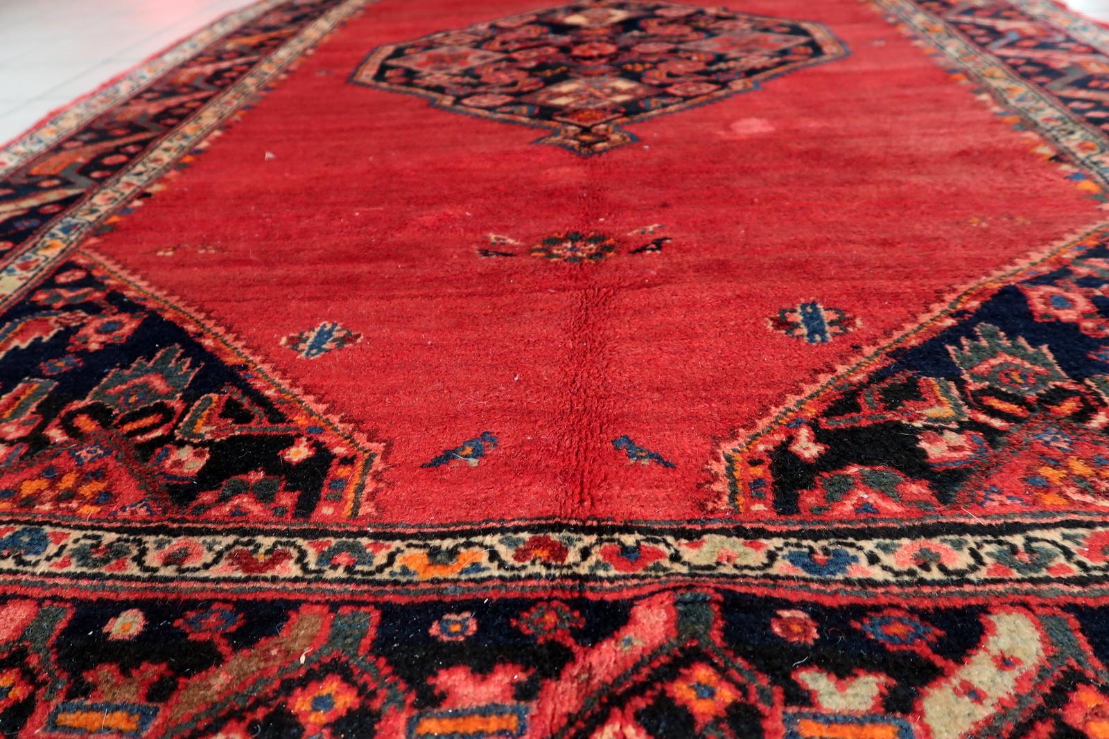 Handgefertigter Vintage Persischer Hamadan Teppich 4,5' x 6,9', 1960er Jahre - 1C1180 im Angebot 6