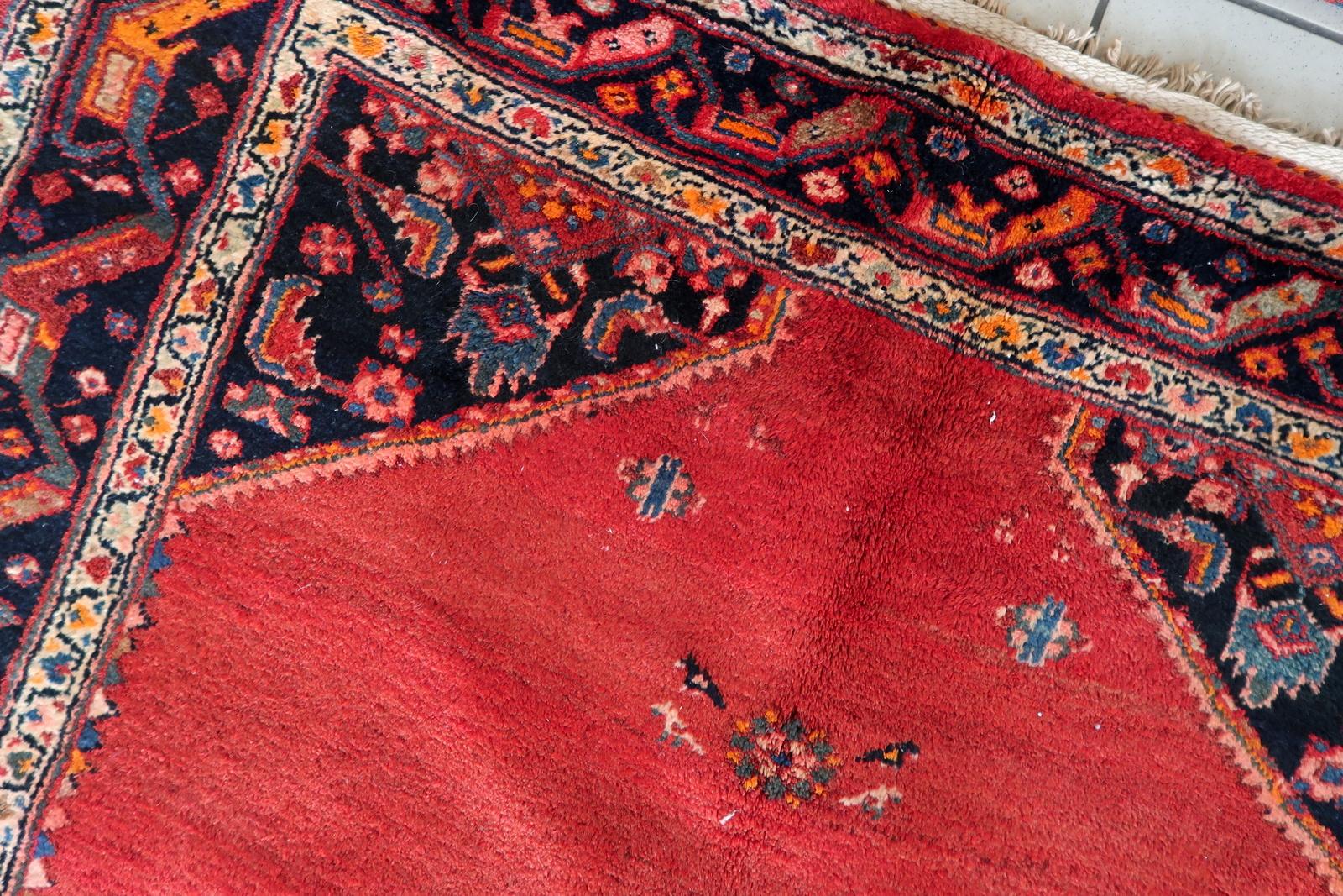 Handgefertigter Vintage Persischer Hamadan Teppich 4,5' x 6,9', 1960er Jahre - 1C1180 (Französisch) im Angebot
