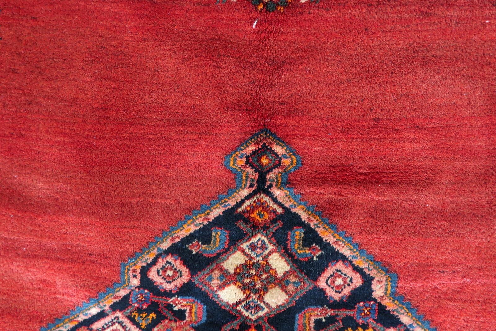 Handgefertigter Vintage Persischer Hamadan Teppich 4,5' x 6,9', 1960er Jahre - 1C1180 (Mitte des 20. Jahrhunderts) im Angebot