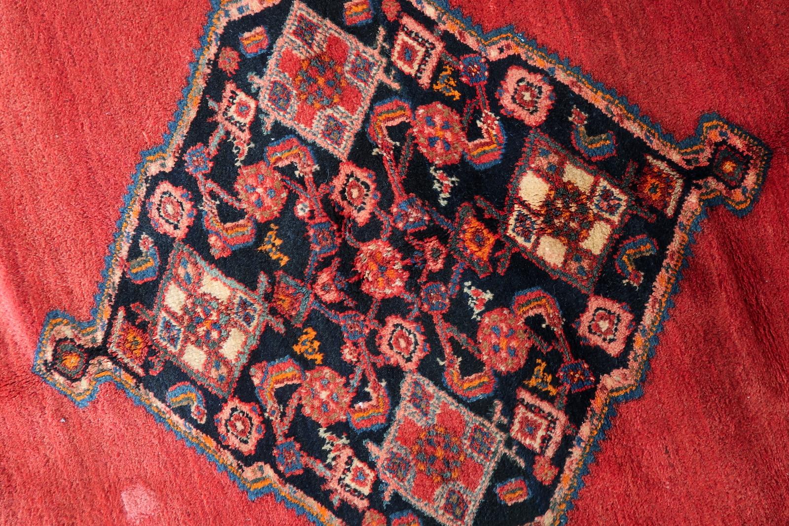 Handgefertigter Vintage Persischer Hamadan Teppich 4,5' x 6,9', 1960er Jahre - 1C1180 (Wolle) im Angebot