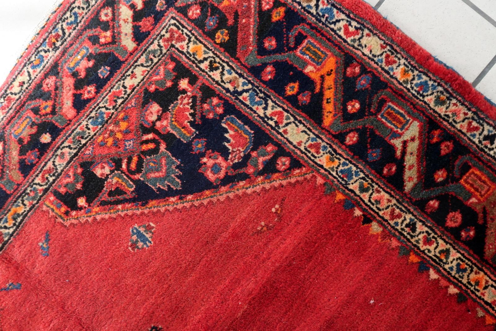 Handgefertigter Vintage Persischer Hamadan Teppich 4,5' x 6,9', 1960er Jahre - 1C1180 im Angebot 2