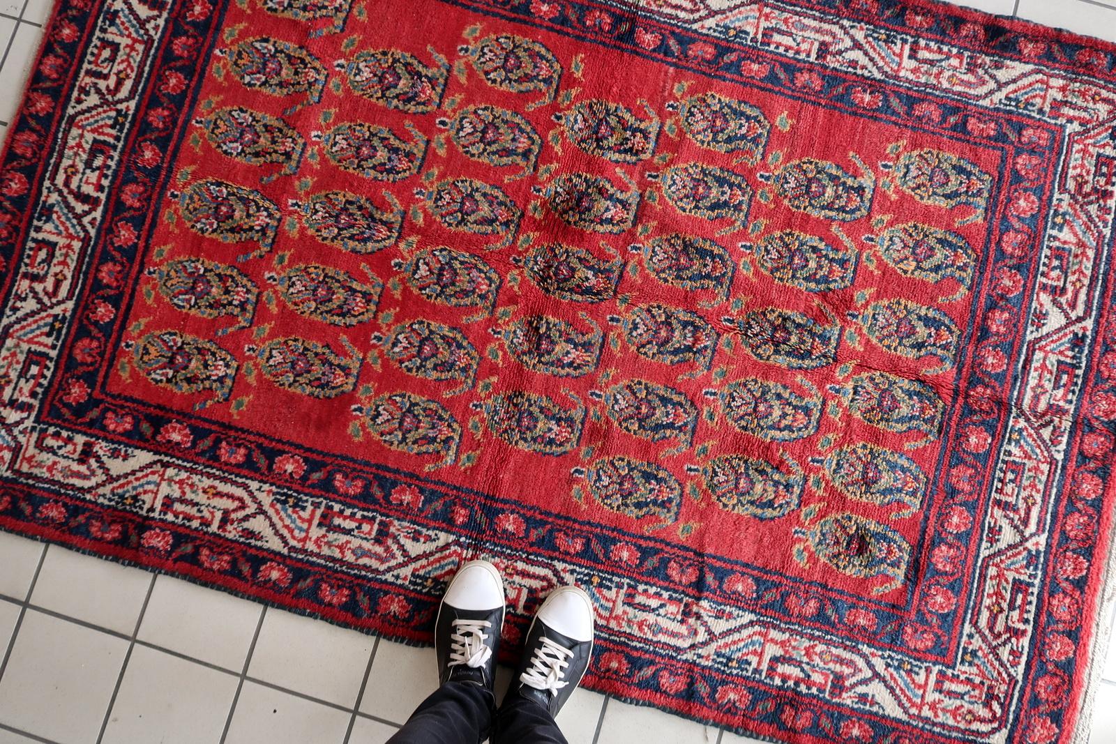 Handmade Vintage Persian Hamadan Rug 4.6' x 6.11, 1960s - 1C1179 For Sale 4