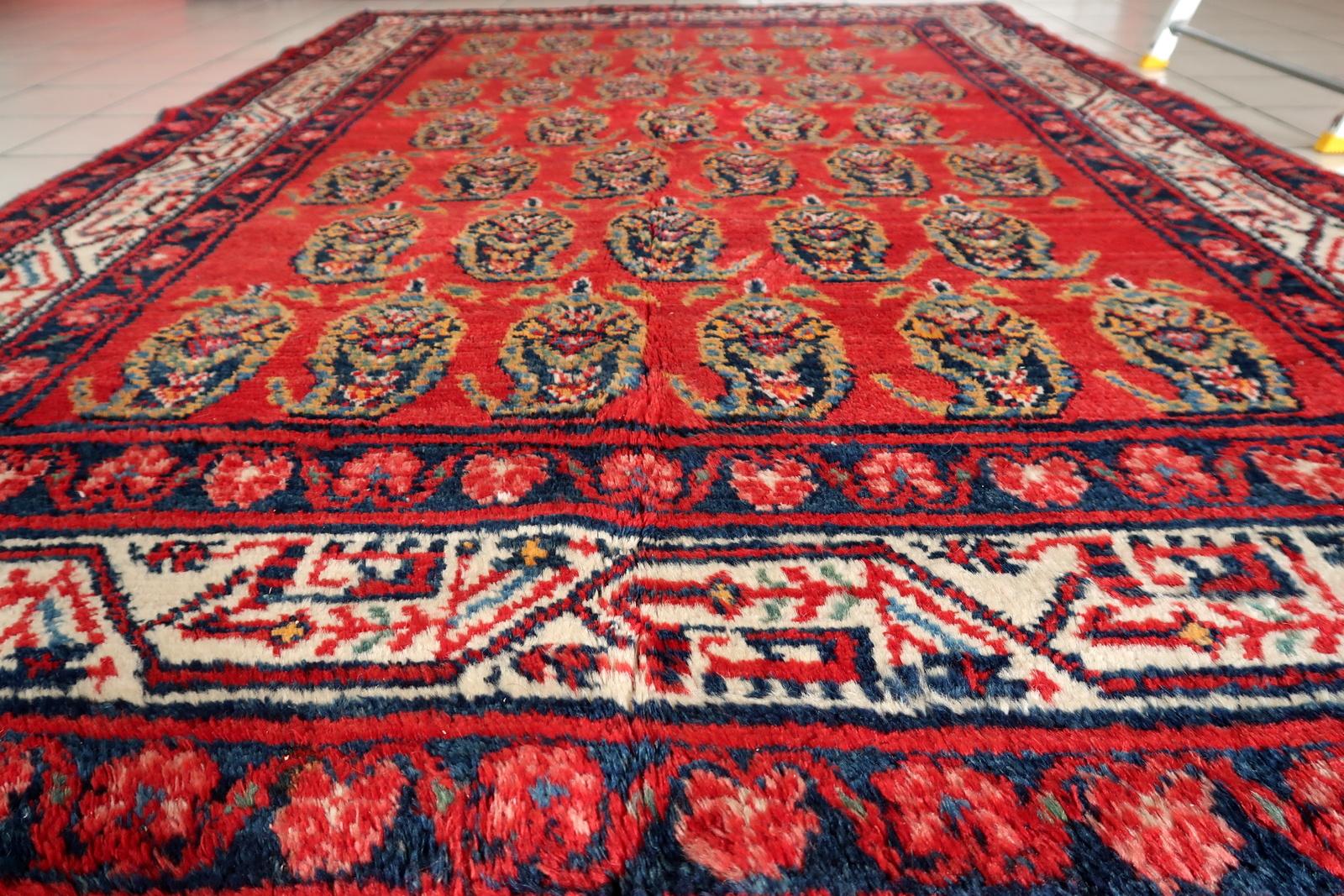Handmade Vintage Persian Hamadan Rug 4.6' x 6.11, 1960s - 1C1179 For Sale 6