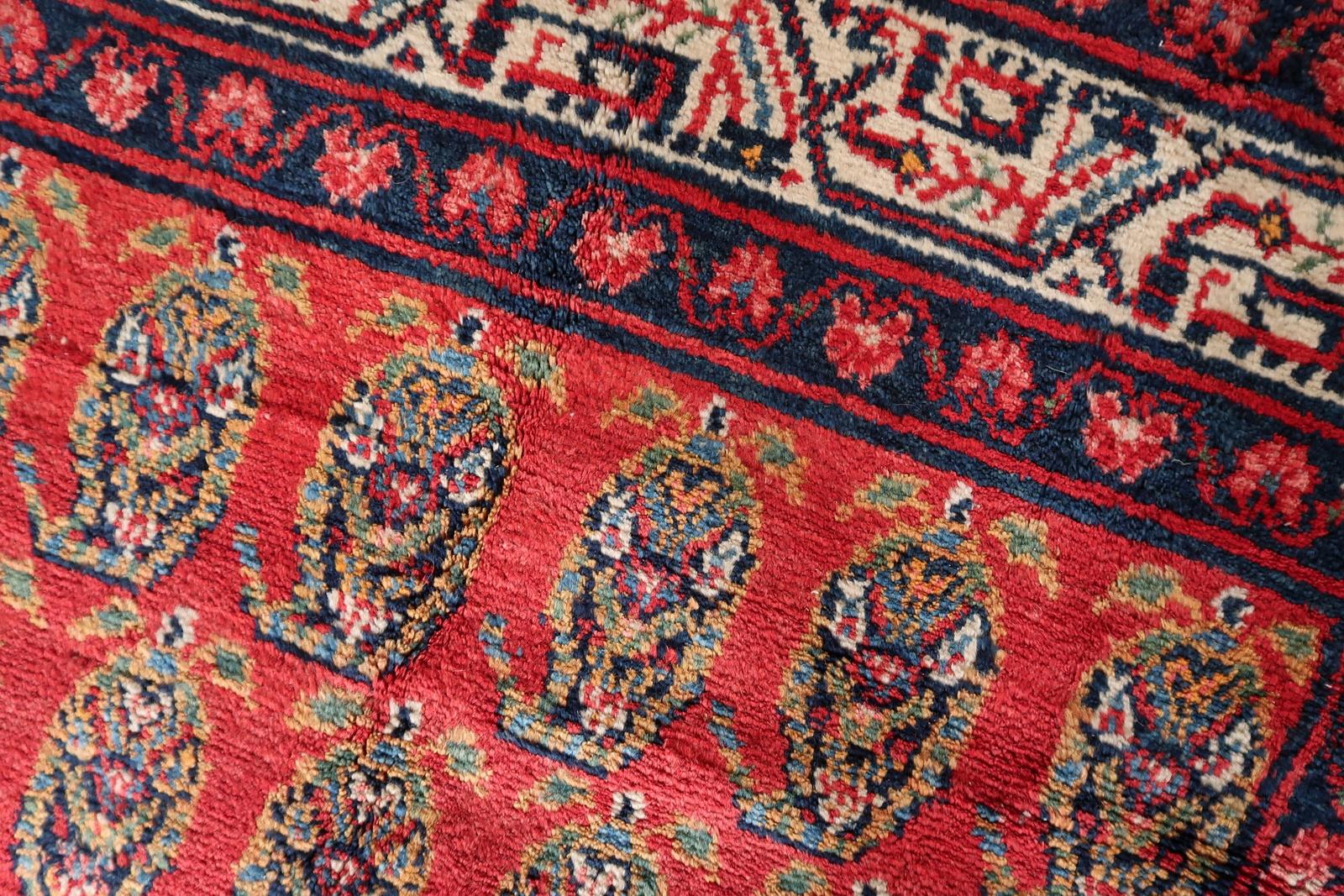 French Handmade Vintage Persian Hamadan Rug 4.6' x 6.11, 1960s - 1C1179 For Sale