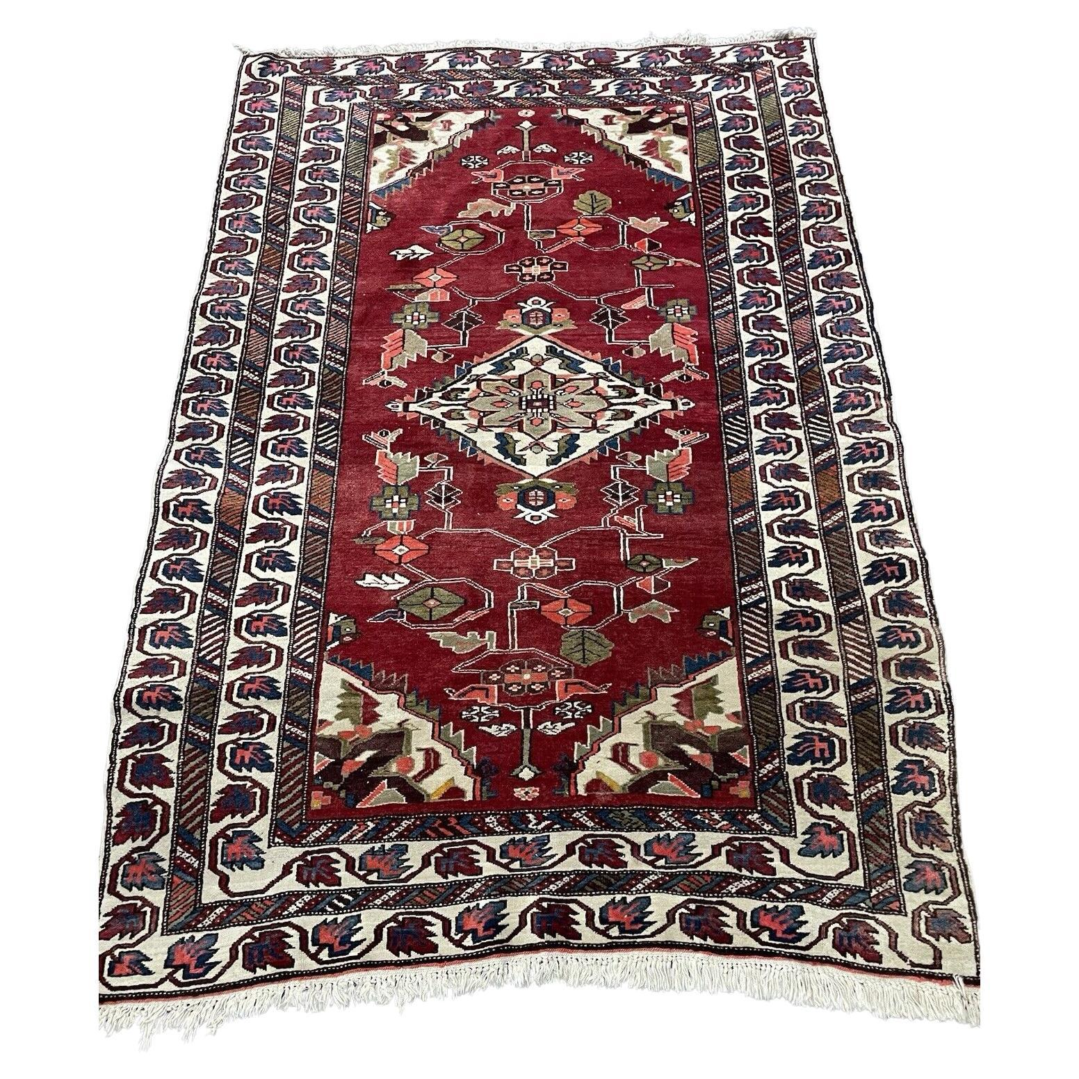 Handmade Vintage Persian Hamadan Rug 5' x 7.2', 1970s - 1N71
