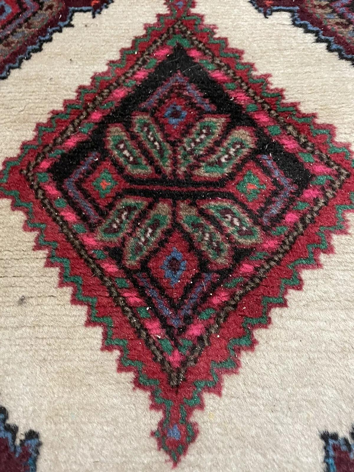 Tapis de couloir persan Hamadan vintage fait à la main 2,4' x 10,9', 1970 - 1N65 Bon état - En vente à Bordeaux, FR