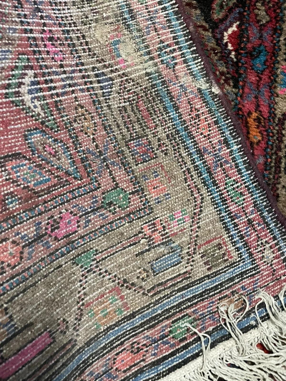 Tapis de couloir persan Hamadan vintage fait à la main 2,4' x 10,9', 1970 - 1N65 en vente 3