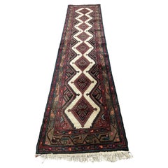 Handmade Vintage Persian Hamadan Runner Rug 2.4' x 10.9', 1970s - 1N65