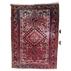 Handmade Vintage Persian Heriz Rug 3.1' x 4.4' (97cm x 136cm), 1970s 1C1109