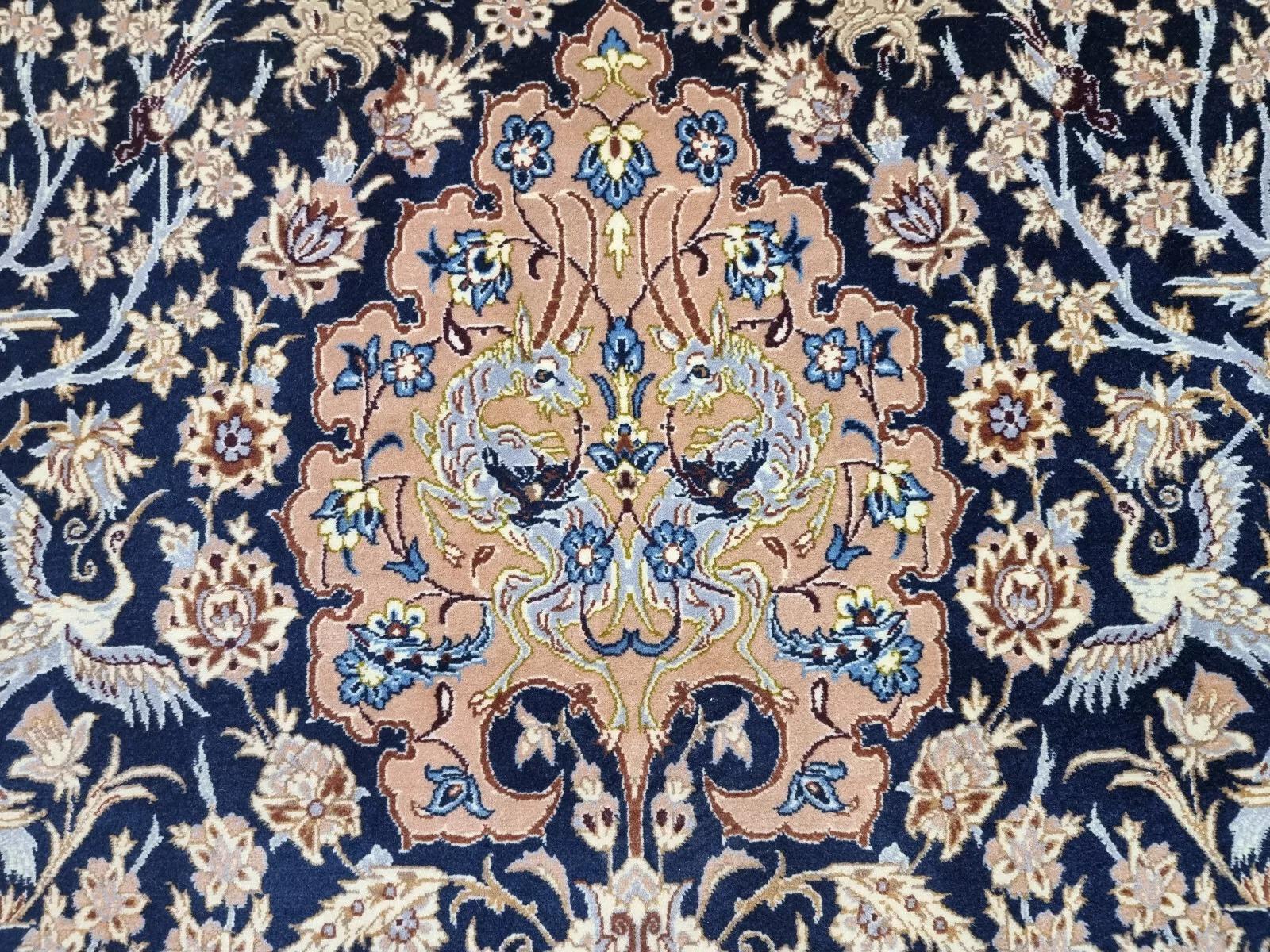 Silk Handmade Vintage Persian Isfahan Prayer Rug 3.5' x 5.7' 1970s - 1D166 For Sale