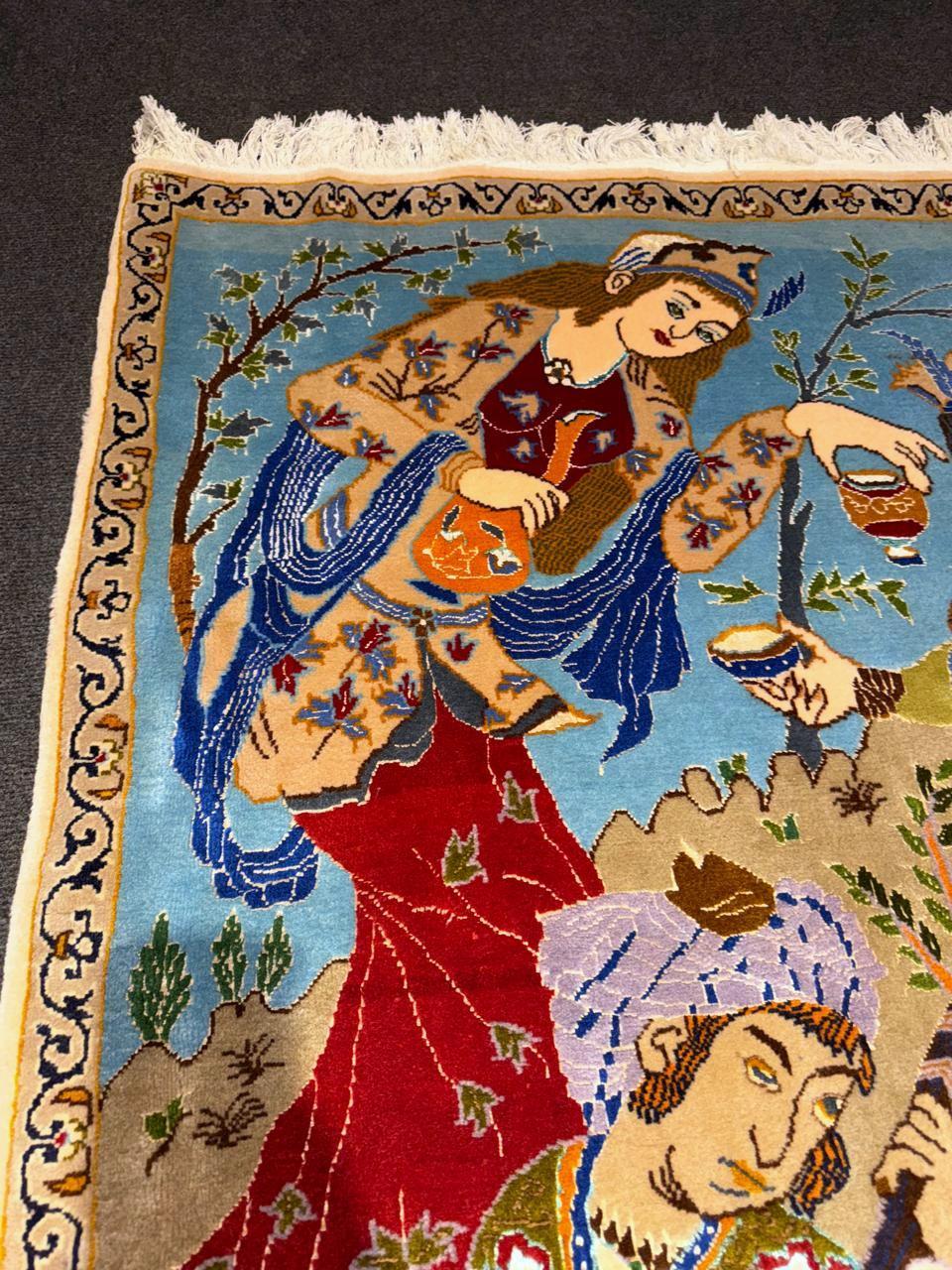 Handgefertigter Vintage Persischer Isfahan Teppich 3' x 4', 1960er Jahre - 2B106 (Französisch) im Angebot