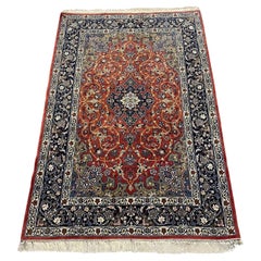 Tapis persan Isfahan vintage fait à la main 3.7' x 5,4', 1970 - 1N48