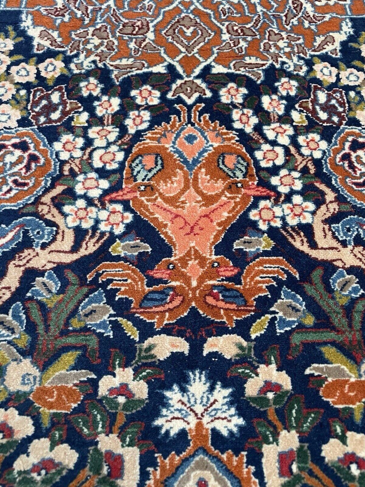 Handmade Vintage Persian Isfahan Rug 4.6' x 6.9' 1960s - 1N83 For Sale 3