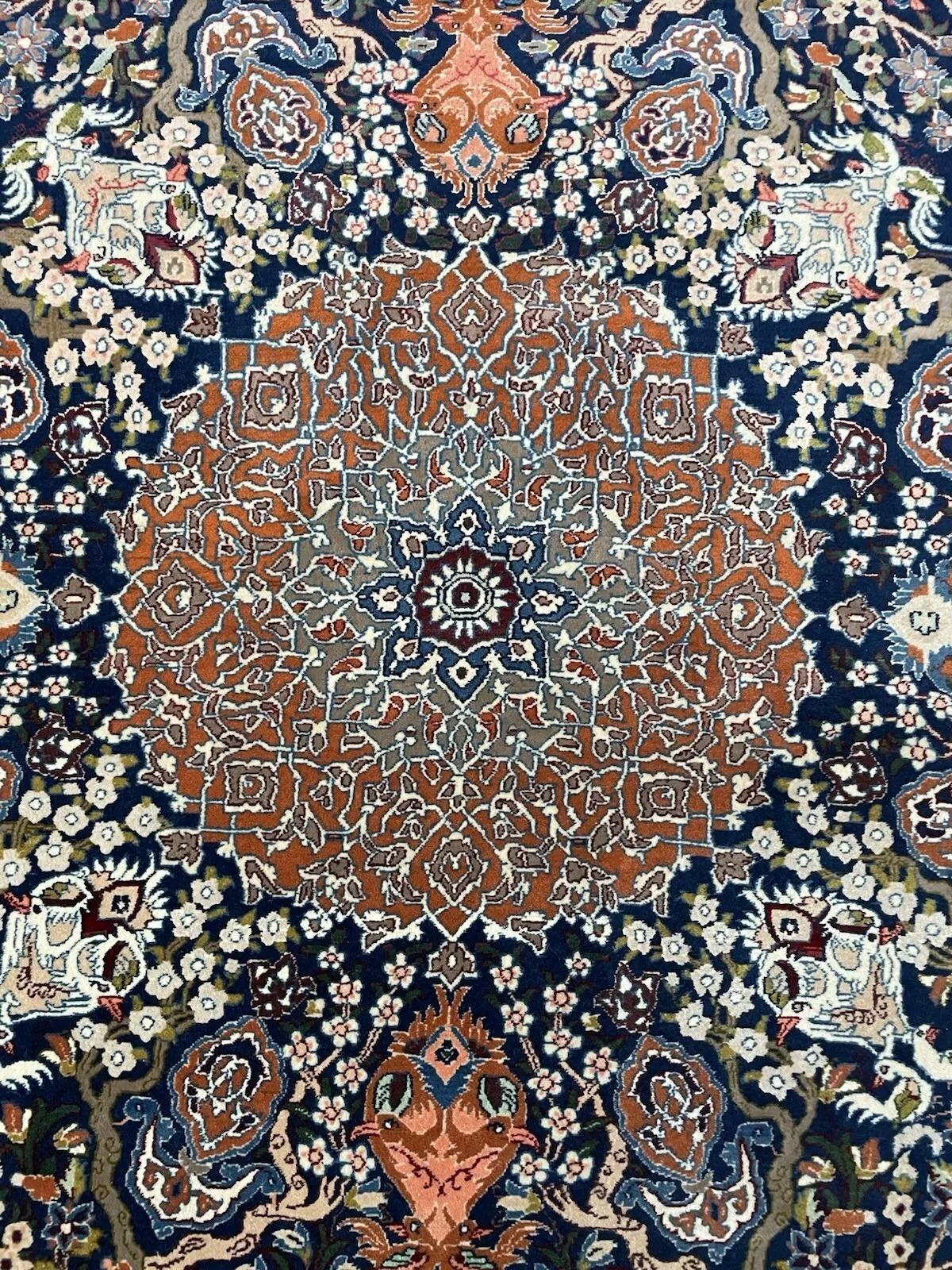 French Handmade Vintage Persian Isfahan Rug 4.6' x 6.9' 1960s - 1N83 For Sale