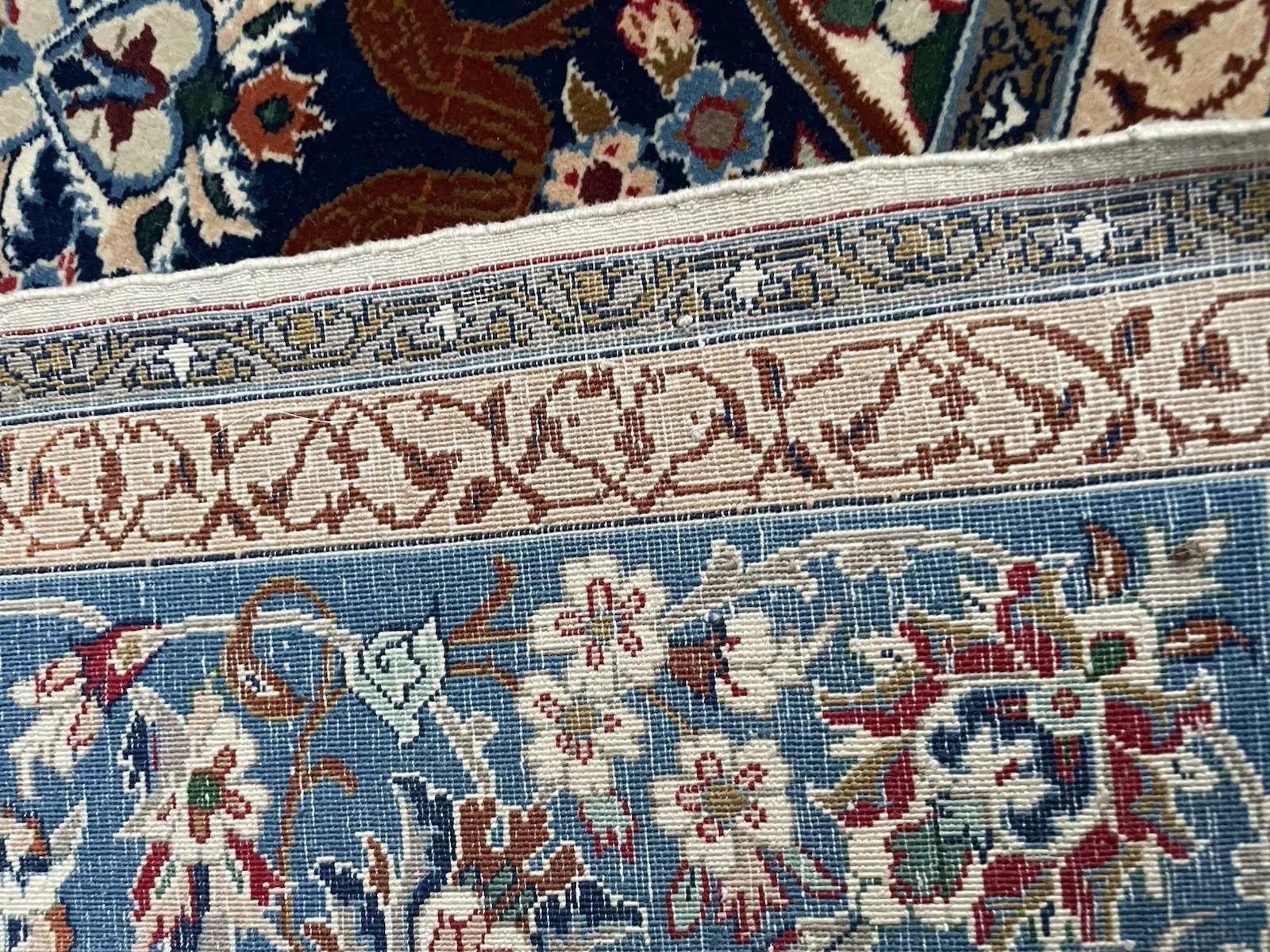 Hand-Knotted Handmade Vintage Persian Isfahan Rug 4.6' x 6.9' 1960s - 1N83 For Sale