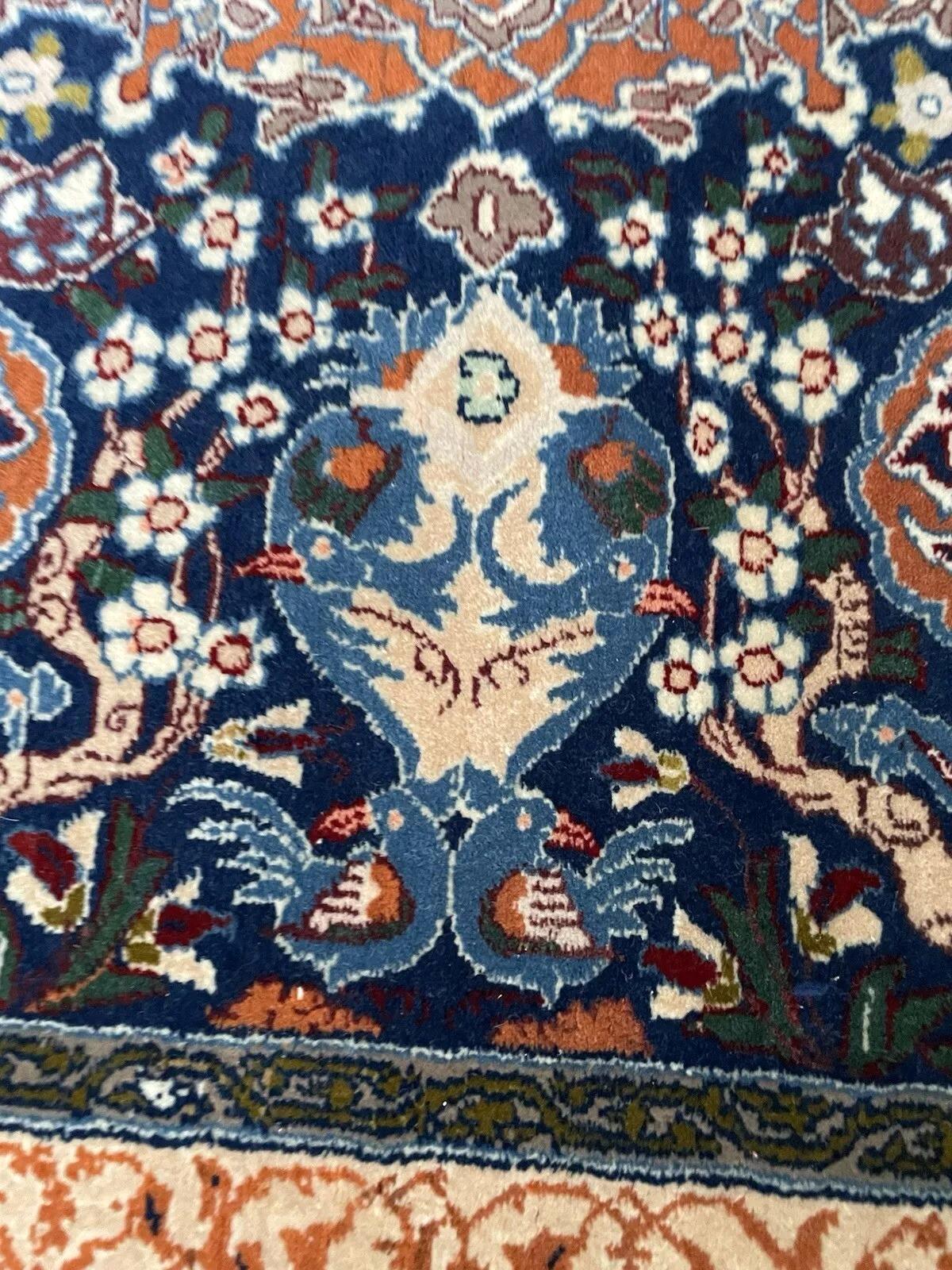 Handmade Vintage Persian Isfahan Rug 4.6' x 6.9' 1960s - 1N83 For Sale 2