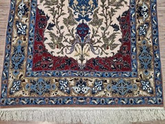 Handmade Vintage Persian Isfahan Rug With Silk 3.5' x 5.7' 1970s - 1D173