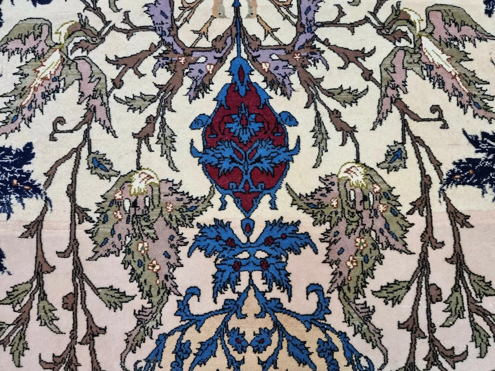 Late 20th Century Handmade Vintage Persian Isfahan Rug With Silk 3.5' x 5.7' 1970s - 1D173 For Sale