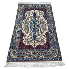 Handgefertigte Vintage persischen Isfahan Teppich mit Seide 3,5 'x 5,7' 1970er Jahre - 1D173