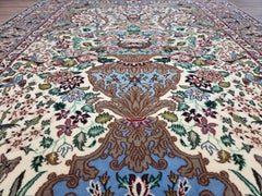 Handmade Vintage Persian Isfahan Rug With Silk 3.6' x 5.2' 1950s - 1D142