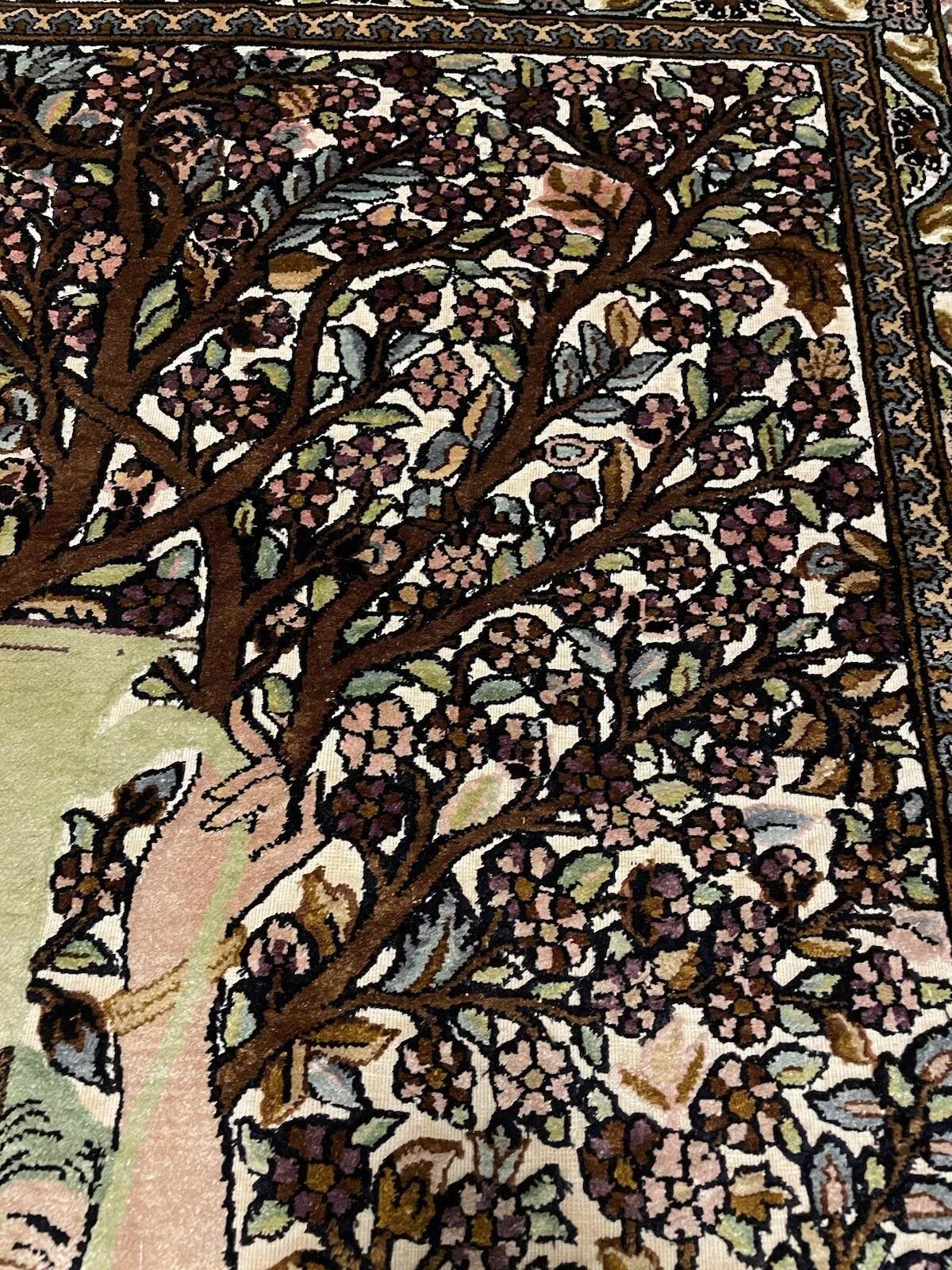 Tappeto di seta persiano Isfahan vintage fatto a mano 4,1' x 6,1', anni '70 - 1N31 in vendita 6