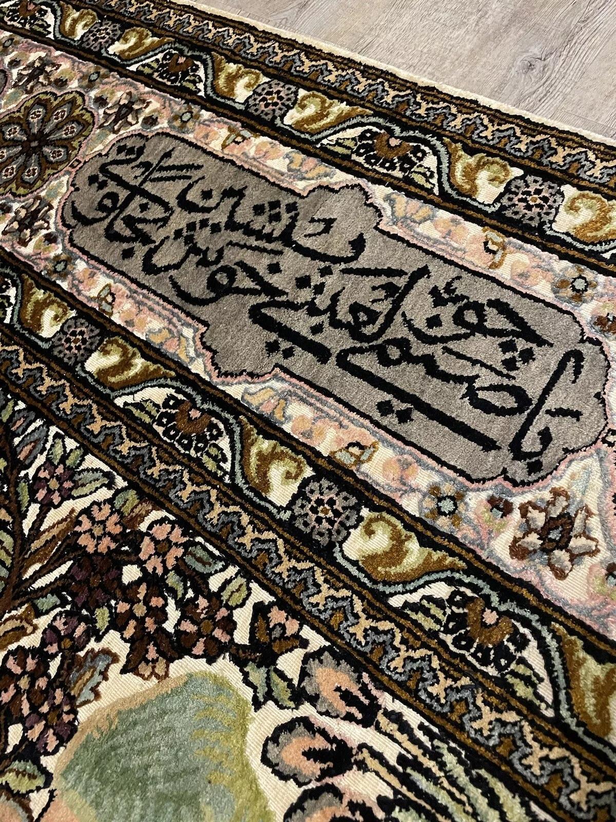 Seta Tappeto di seta persiano Isfahan vintage fatto a mano 4,1' x 6,1', anni '70 - 1N31 in vendita