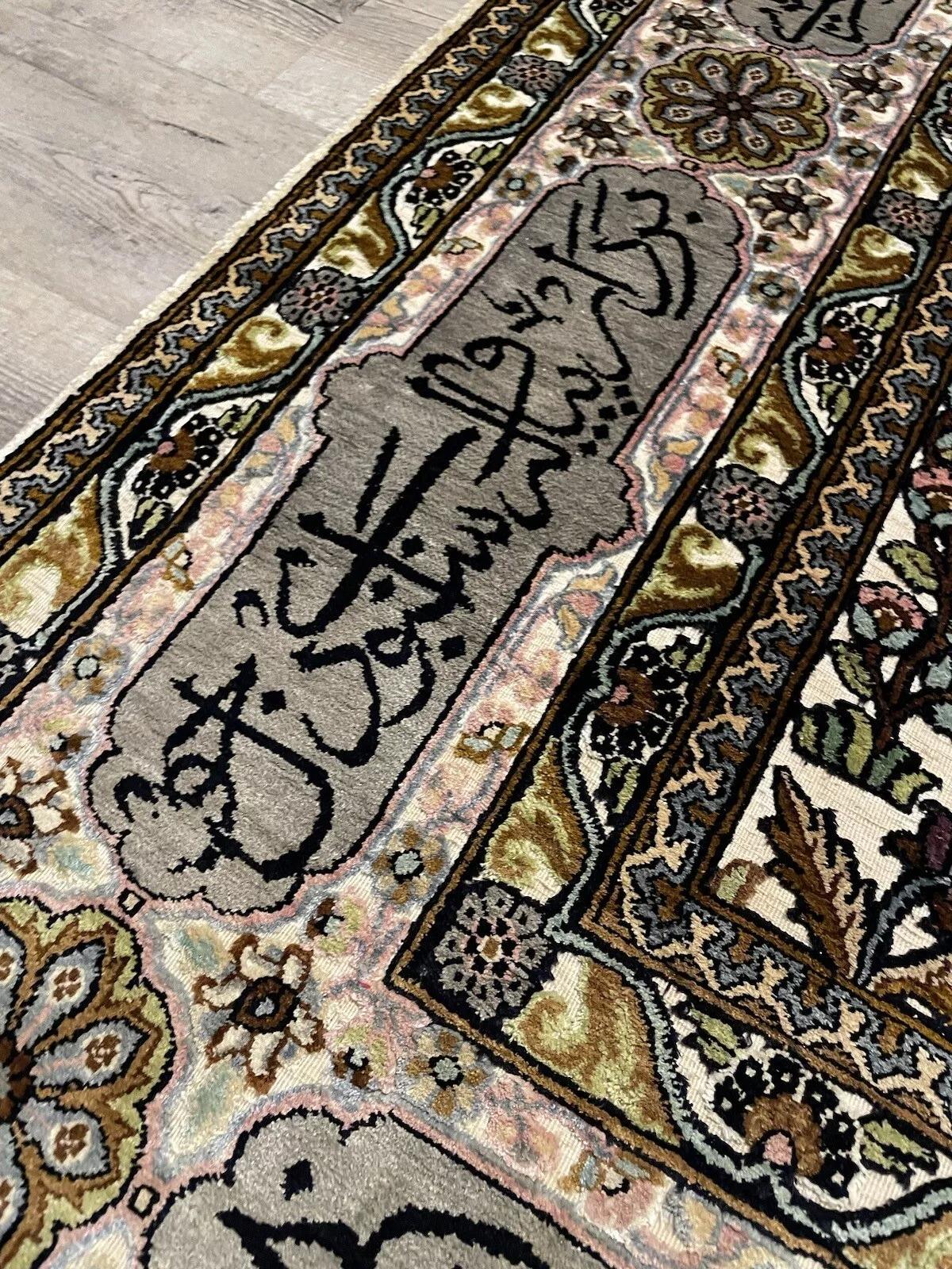 Tappeto di seta persiano Isfahan vintage fatto a mano 4,1' x 6,1', anni '70 - 1N31 in vendita 1