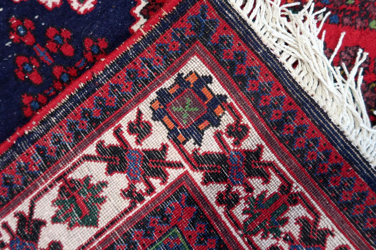 Handmade Vintage Persian Joshagan rug 3.4' x 5.2' (106cm x 159cm), 1970s  1C1108 For Sale 5