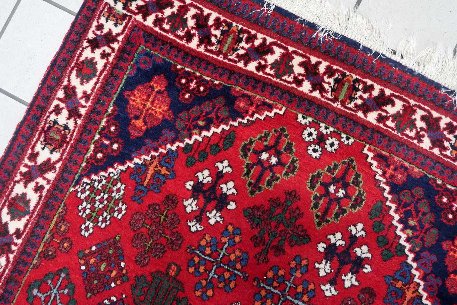 Handmade Vintage Persian Joshagan rug 3.4' x 5.2' (106cm x 159cm), 1970s  1C1108 In Good Condition For Sale In Bordeaux, FR