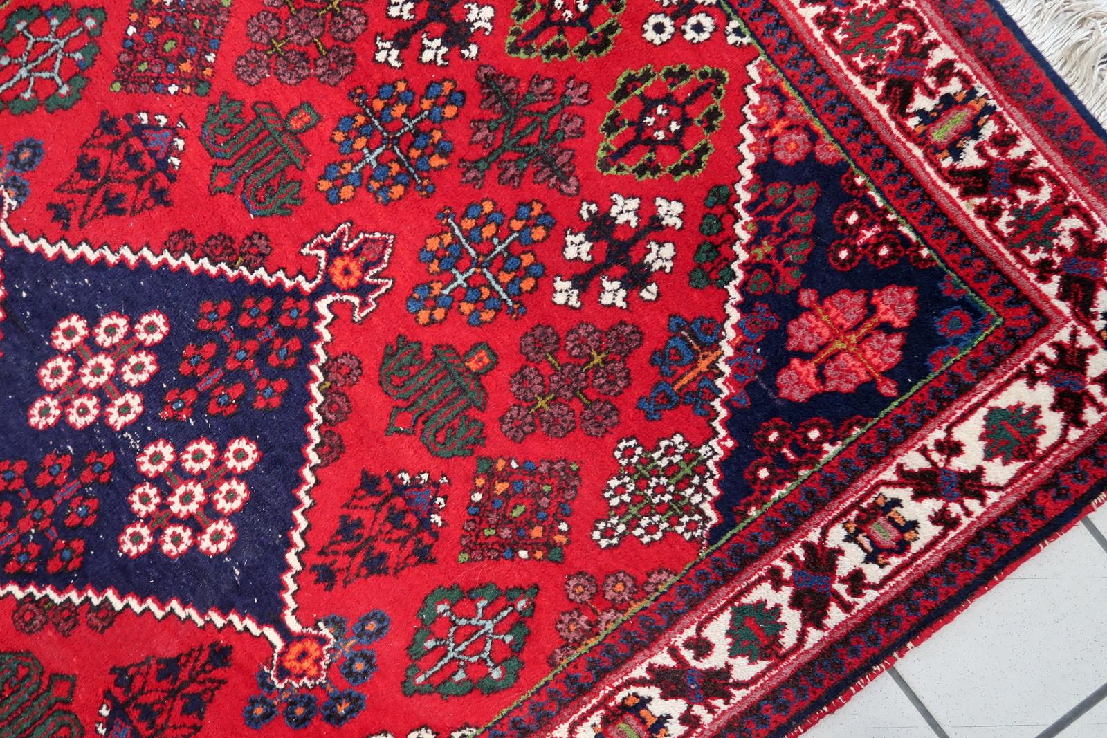 Handmade Vintage Persian Joshagan rug 3.4' x 5.2' (106cm x 159cm), 1970s  1C1108 For Sale 1