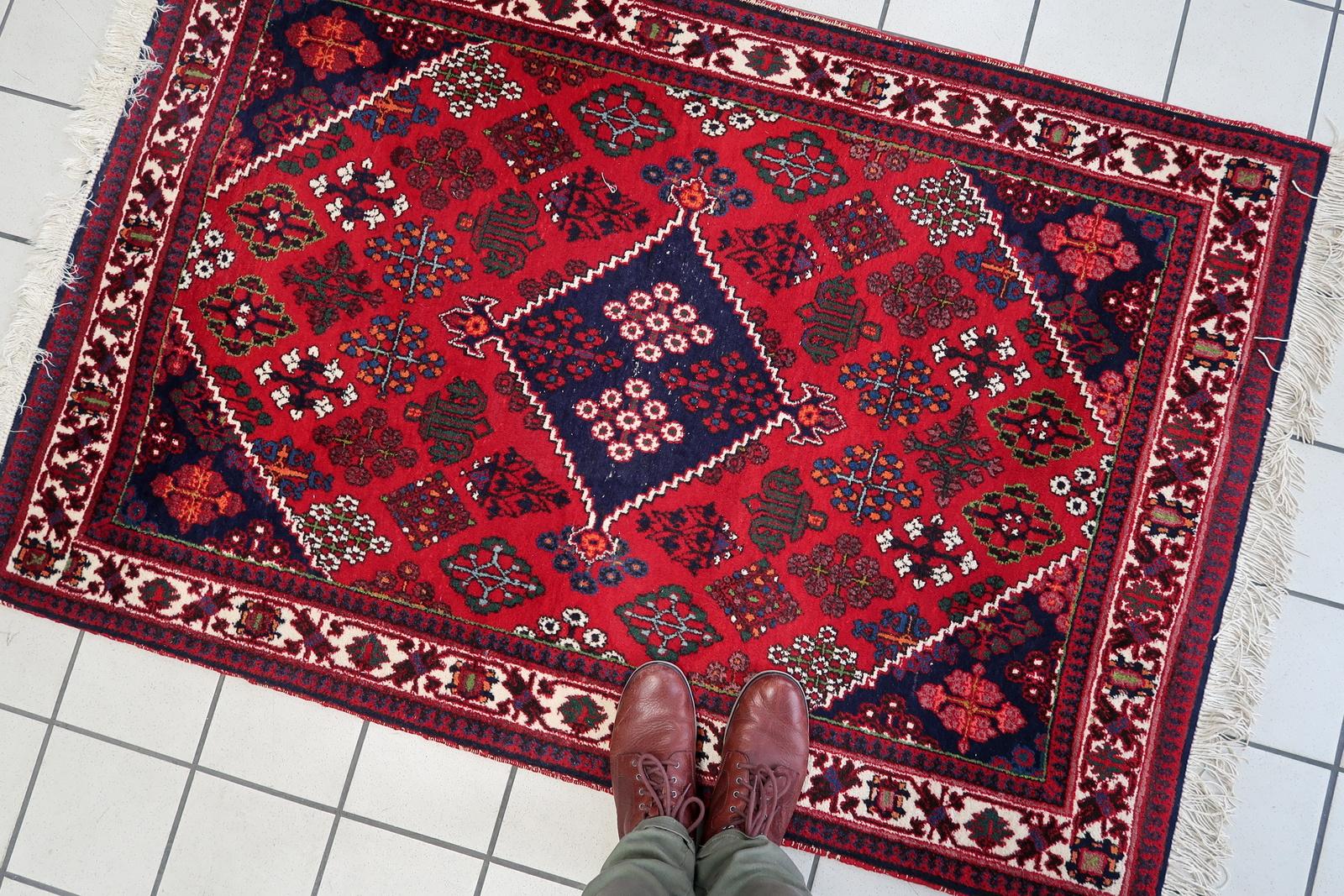 Handmade Vintage Persian Joshagan rug 3.4' x 5.2' (106cm x 159cm), 1970s  1C1108 For Sale 4