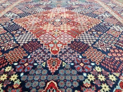 Tappeto persiano Kashan vintage fatto a mano 4,4' x 7,3' 1950 - 1D189