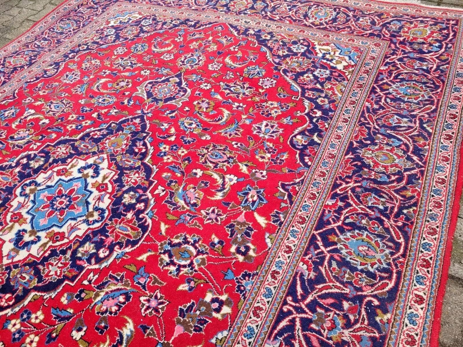 Alfombra Persa Kashan Vintage hecha a mano 8.1' x 11.4' Años 40 - 2K38 en venta 3
