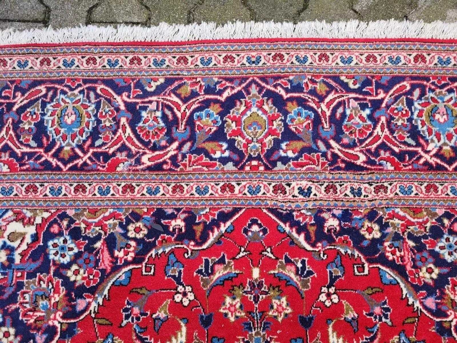 Alfombra Persa Kashan Vintage hecha a mano 8.1' x 11.4' Años 40 - 2K38 en venta 4