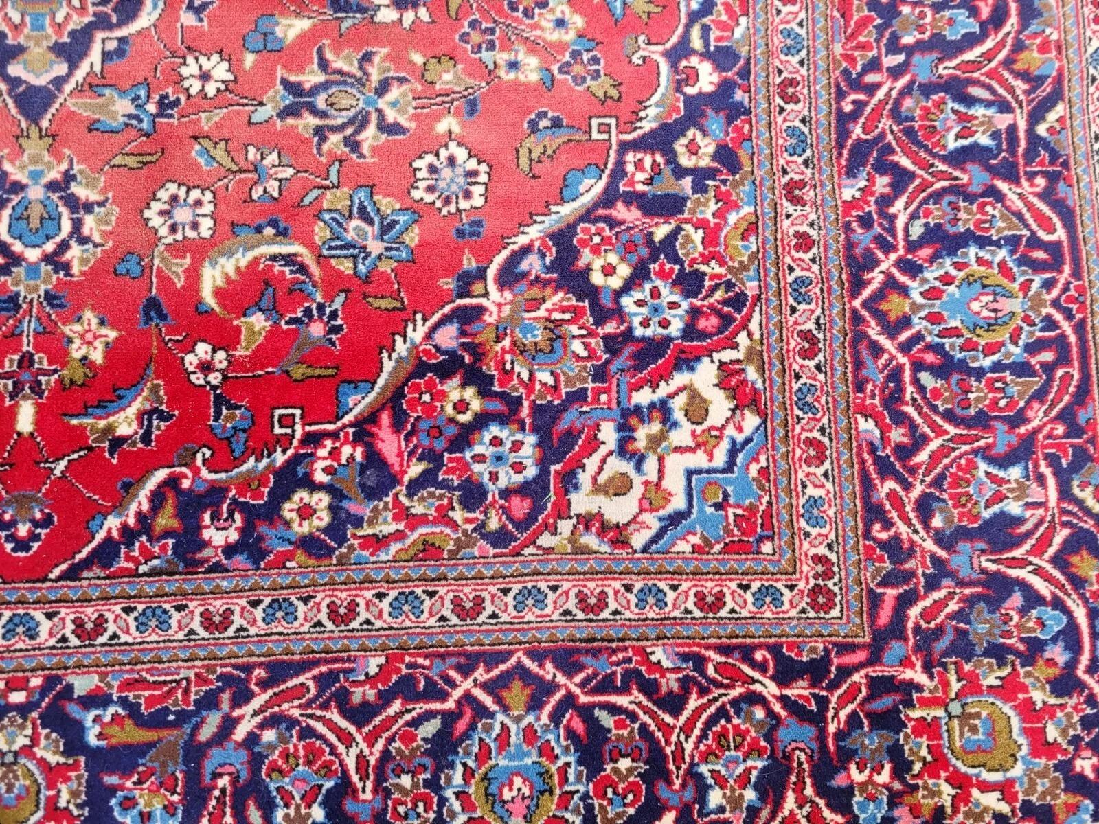 Alfombra Persa Kashan Vintage hecha a mano 8.1' x 11.4' Años 40 - 2K38 Francés en venta