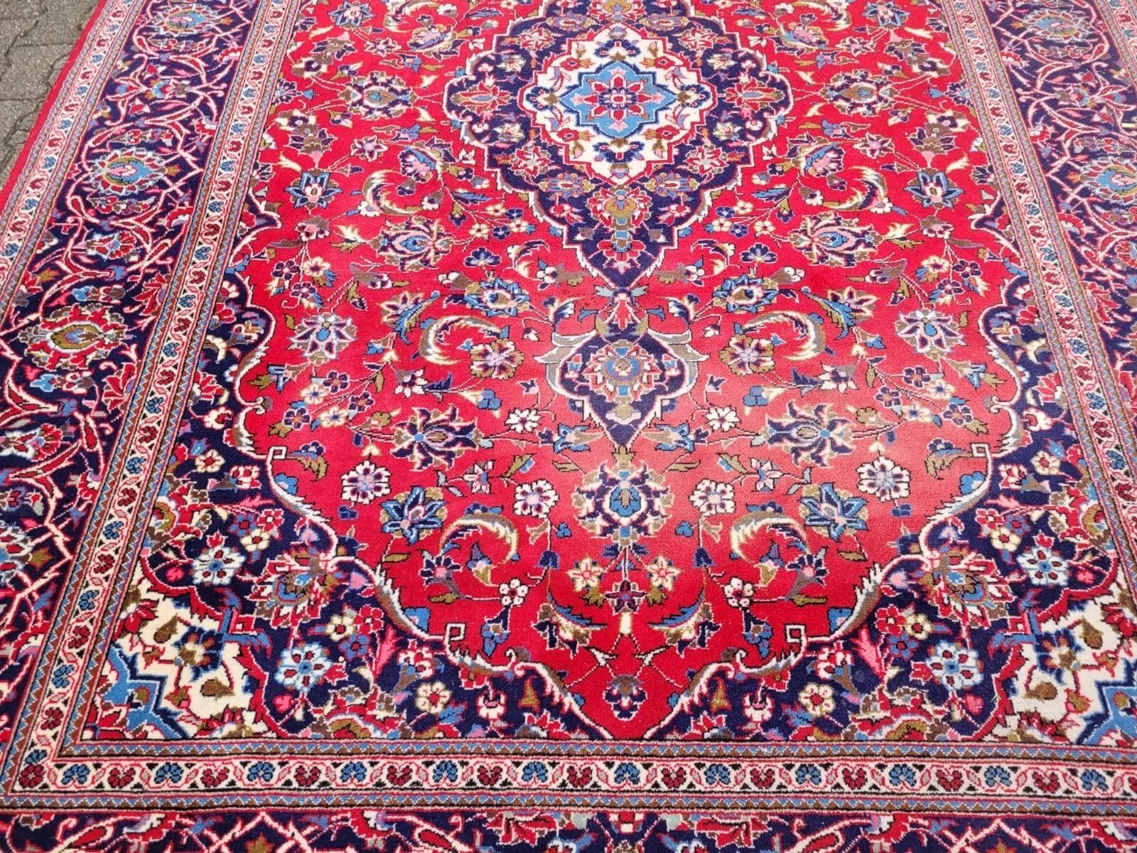 Alfombra Persa Kashan Vintage hecha a mano 8.1' x 11.4' Años 40 - 2K38 Anudado a mano en venta
